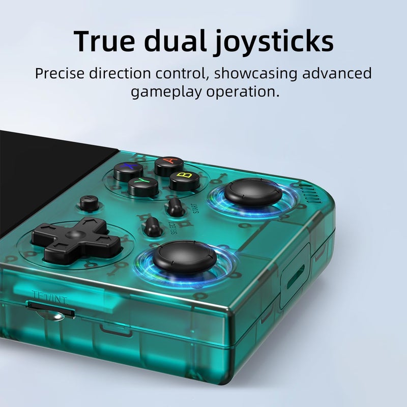 GiipGoop RG35XX Pro Handheld Game Consoles RG35XXPro Retro Gaming Console with 64GB Card 4353 Games Video Game Console Pocket Arcade Support 30+ Simulators WiFi Bluetooth HD Output Transparent Teal - Image 3